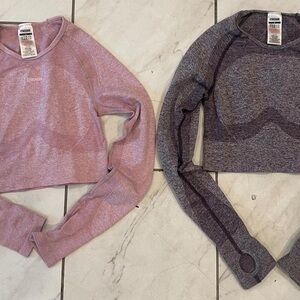 Gymshark Women's Cropped Sweaters in Pink and Gray